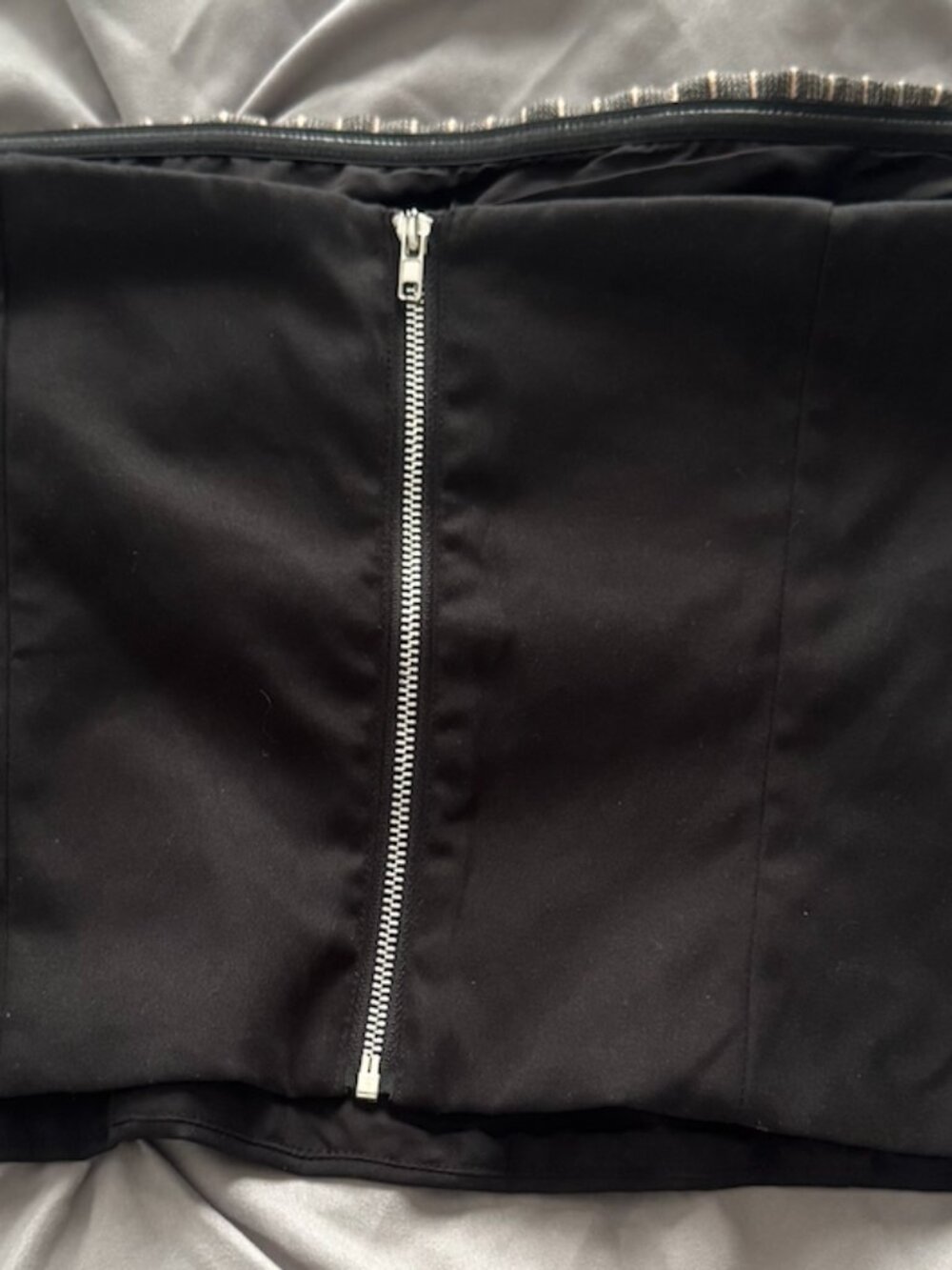 superdown Black Strapless Bustier with Gray Pinstripe Pleated Skirt - Picture 4 of 5